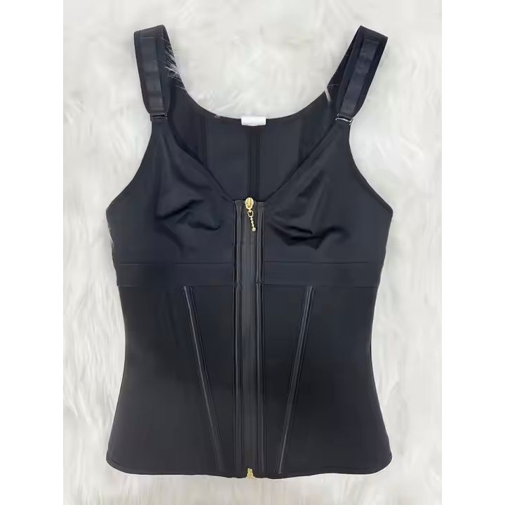 Mesh Waist Slimming Shapewear Corset – 3-Hook Closure, Breathable, Sizes S–2XL, Black