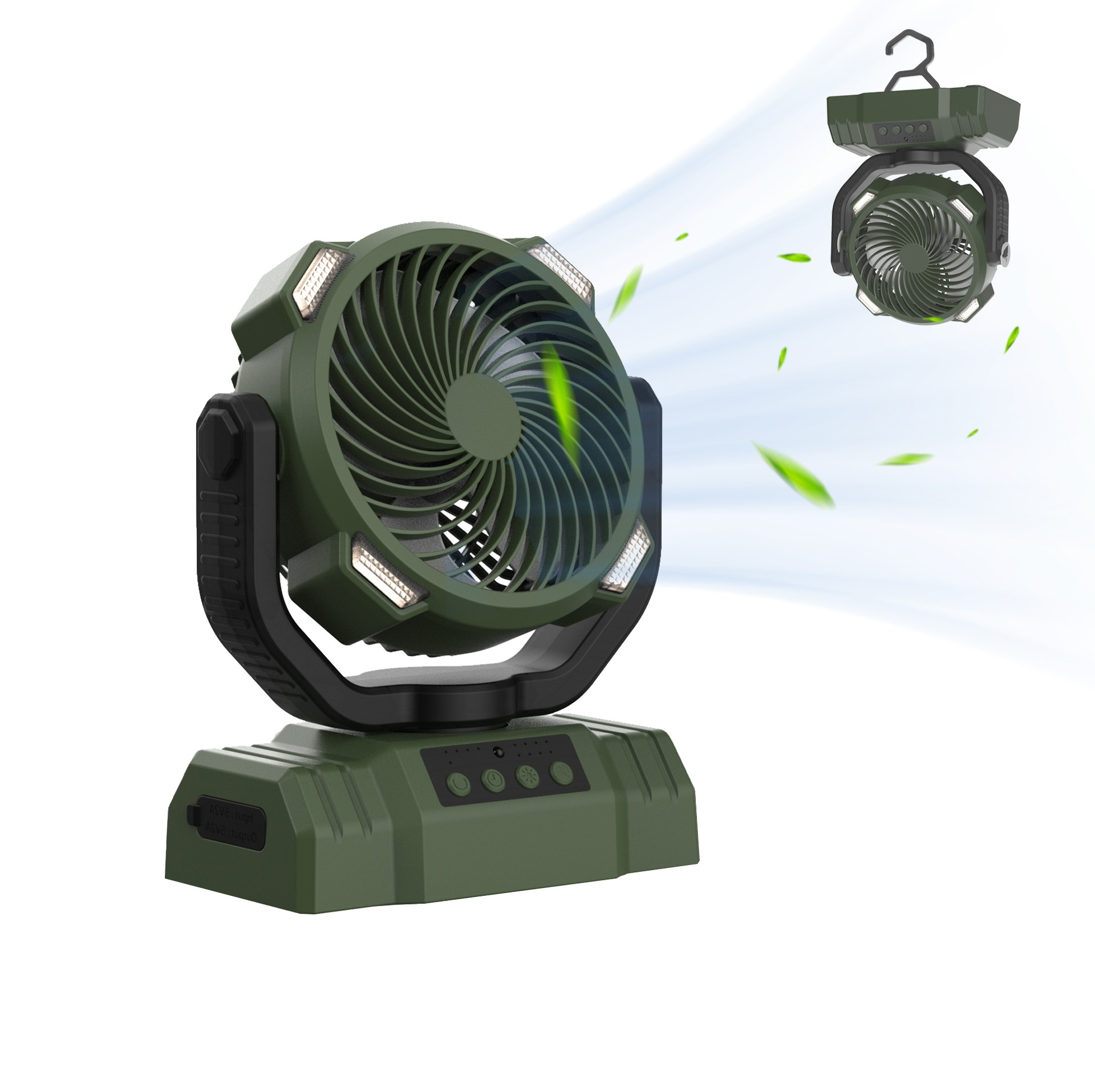 Portable Camping Fan with LED Light & Power Bank – 10000mAh or 20000mAh, 3-Speed