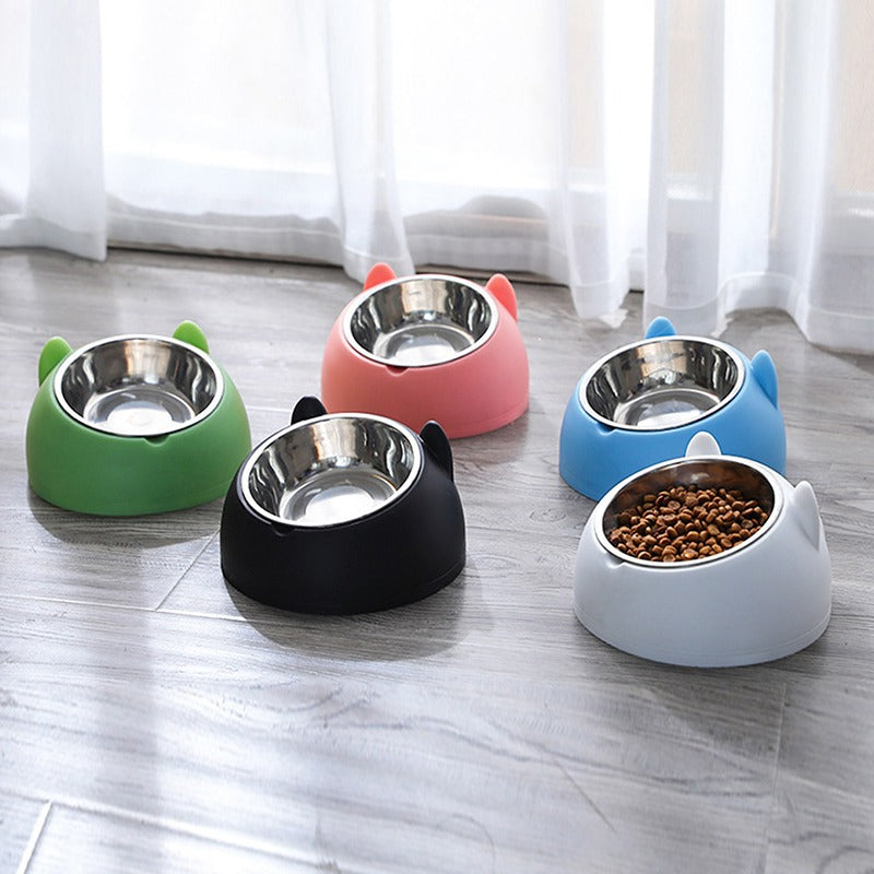 Elevated Stainless Steel Cat Bowl – 400ml, Anti-Neck Strain, PP & Steel, Assorted Colors