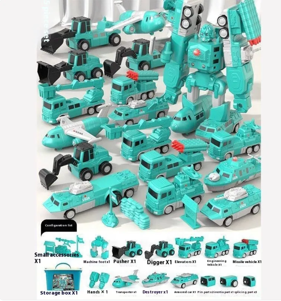 Magnetic Building Blocks Set for Kids – 35-Piece Engineering or Military Series, Ages 4–6