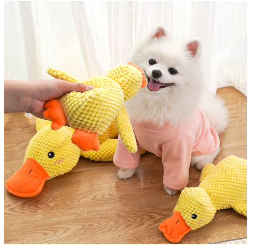 Calming Plush Duck Toy for Dogs & Cats – Squeaky, Teeth-Cleaning, S/M/L Sizes