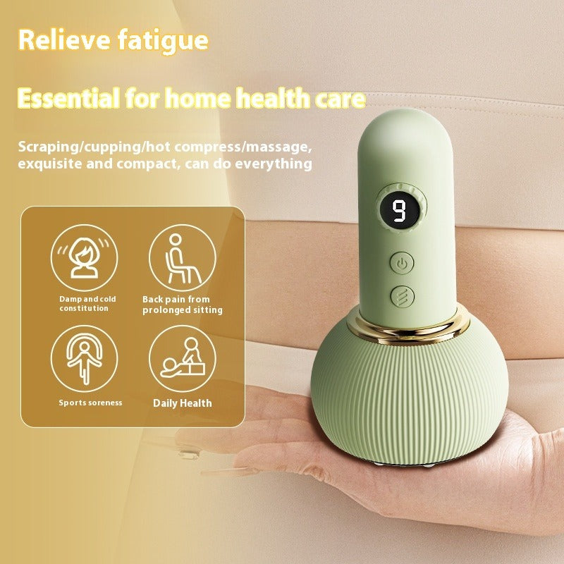 Electric Meridian Body Massage Brush – Rechargeable, Variable Speed, Beige & Green