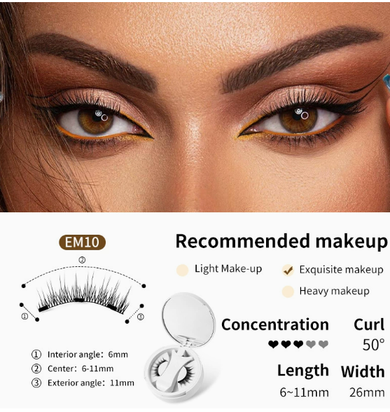 Magnetic Eyelashes Set – Glue-Free, Reusable, Natural Look, 7 Styles with Applicator