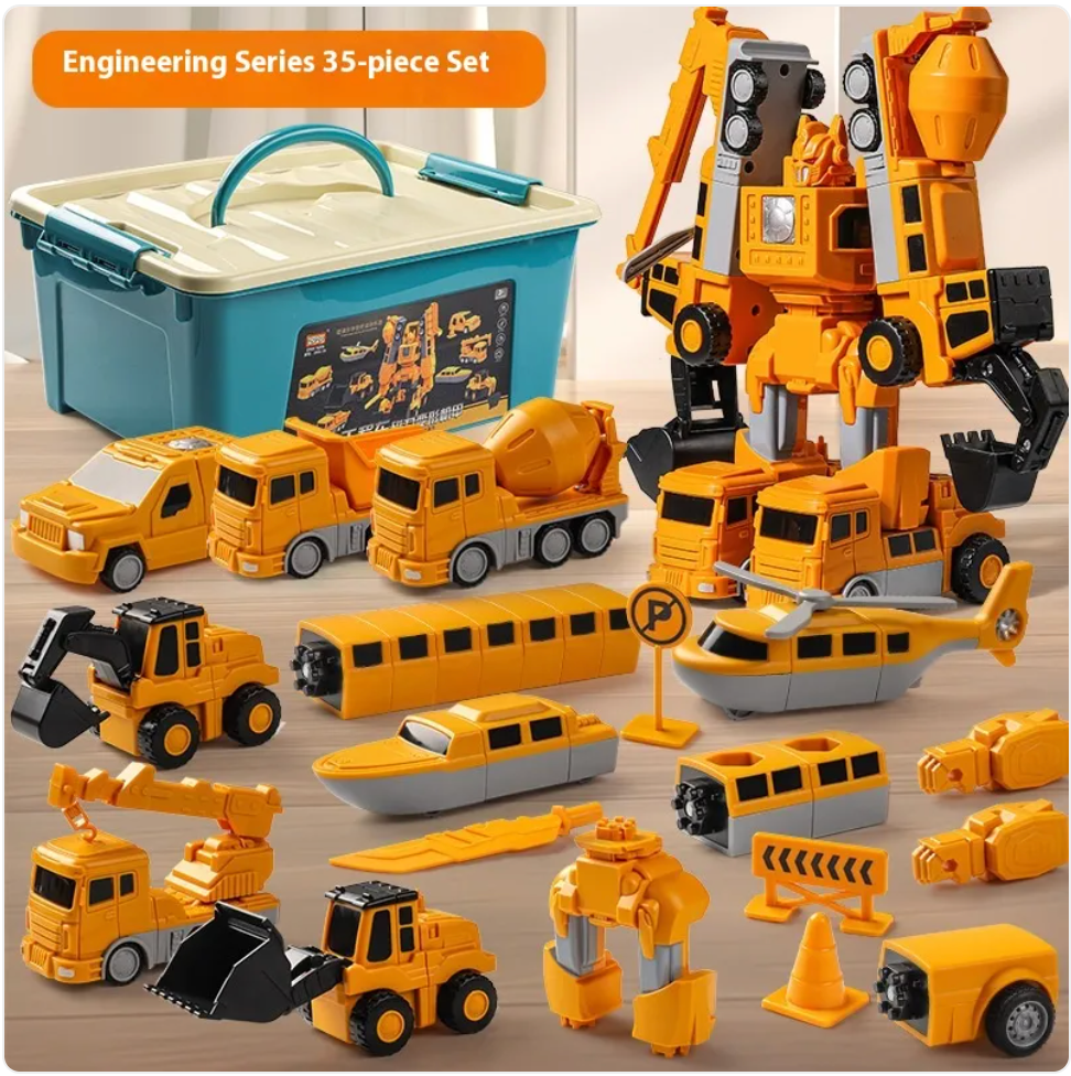 Magnetic Building Blocks Set for Kids – 35-Piece Engineering or Military Series, Ages 4–6