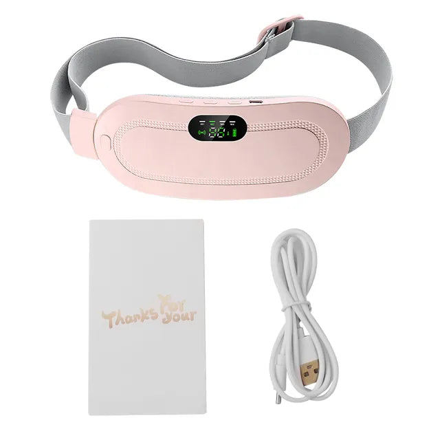 Electric Heating Pad & Massager for Menstrual Pain Relief – Adjustable Heat, Wearable, White & Pink