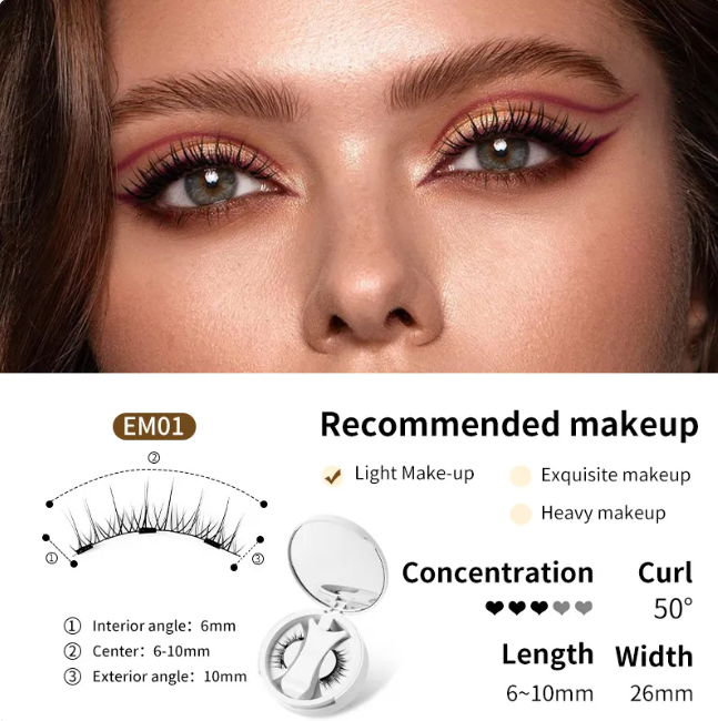 Magnetic Eyelashes Set – Glue-Free, Reusable, Natural Look, 7 Styles with Applicator