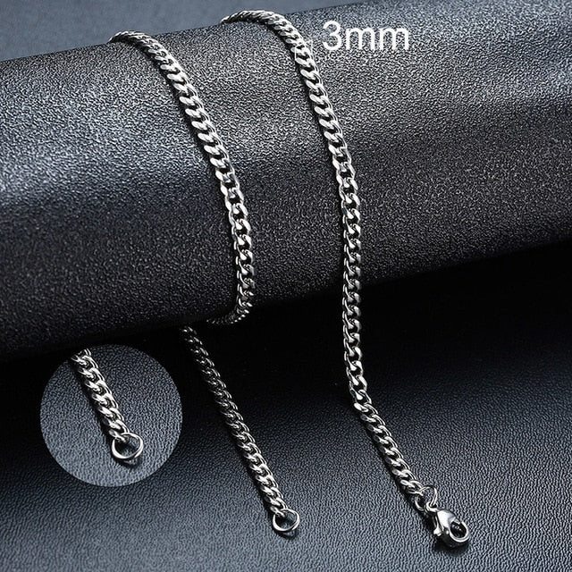 Twisted Rope Figaro Chain Necklace for Men – Premium Stainless Steel, Cuban Style