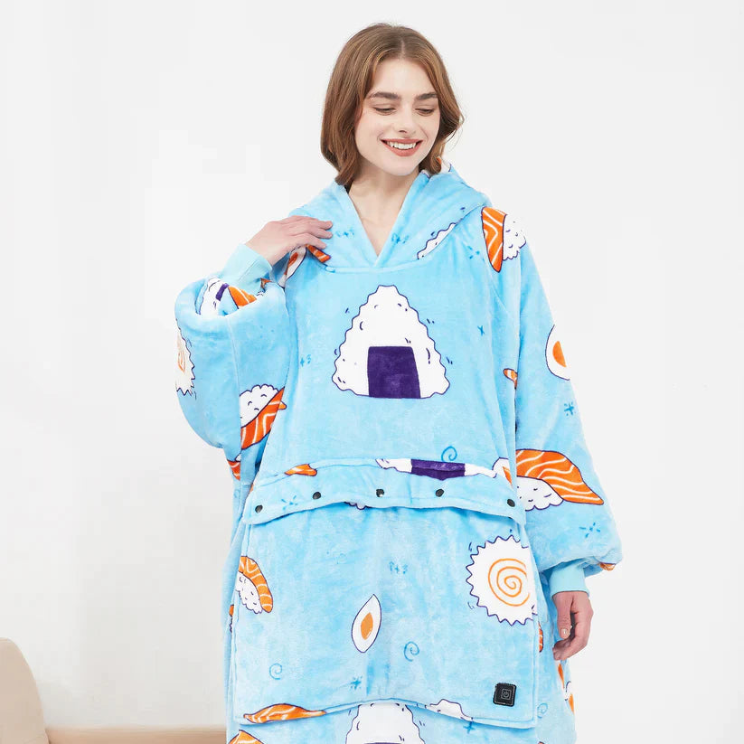Heated Hoodie Blanket – Wearable Electric Blanket with Pockets, Adjustable Heat, Indoor & Outdoor