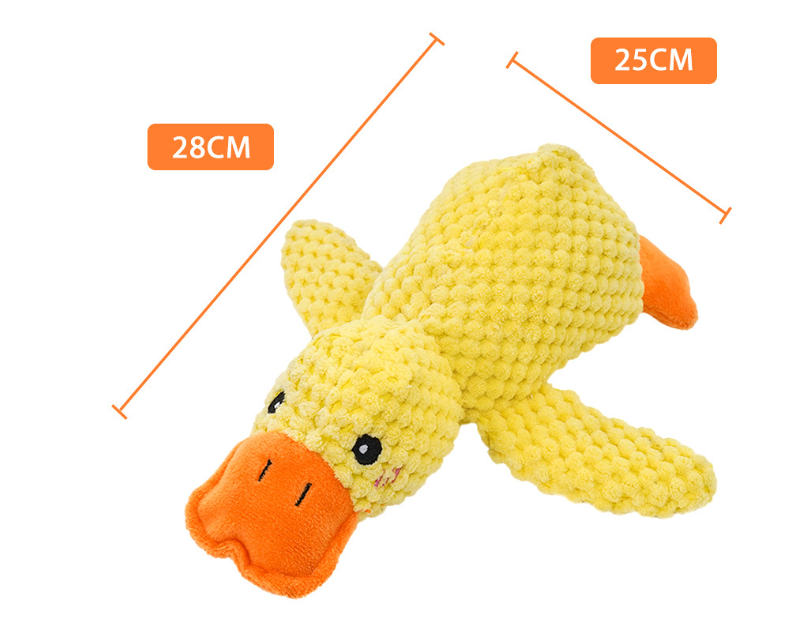 Calming Plush Duck Toy for Dogs & Cats – Squeaky, Teeth-Cleaning, S/M/L Sizes