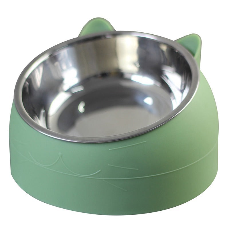 Elevated Stainless Steel Cat Bowl – 400ml, Anti-Neck Strain, PP & Steel, Assorted Colors