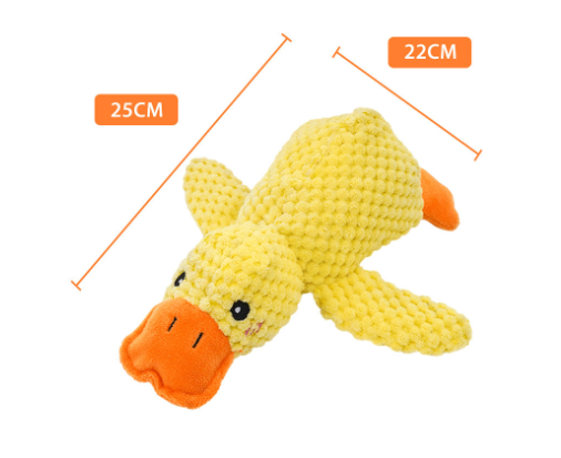 Calming Plush Duck Toy for Dogs & Cats – Squeaky, Teeth-Cleaning, S/M/L Sizes
