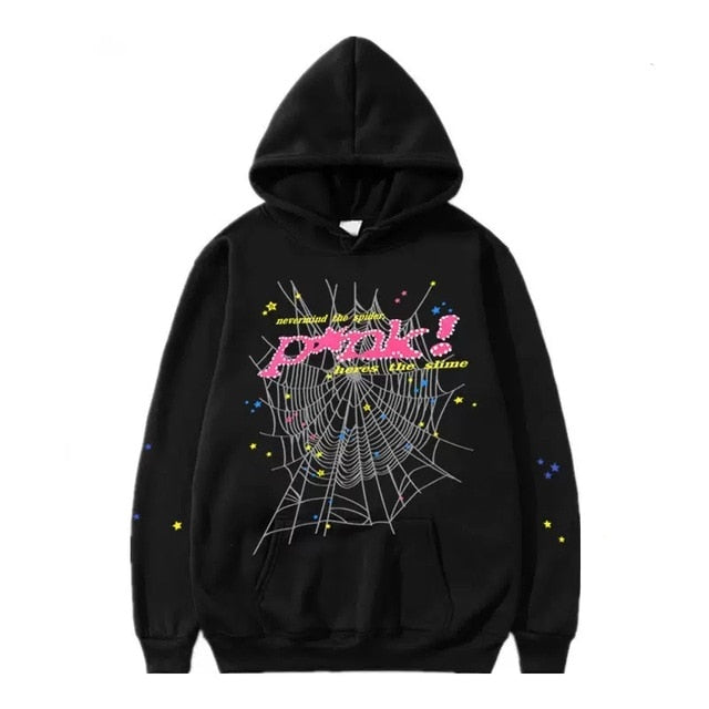 Spider Letter Print Hoodie – Unisex Streetwear, Sizes S–XL, Bold Graphic Design