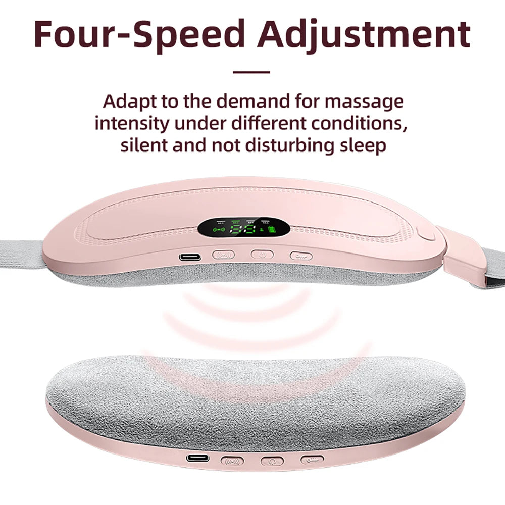 Electric Heating Pad & Massager for Menstrual Pain Relief – Adjustable Heat, Wearable, White & Pink