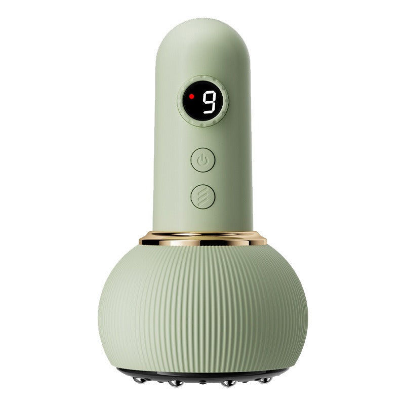 Electric Meridian Body Massage Brush – Rechargeable, Variable Speed, Beige & Green