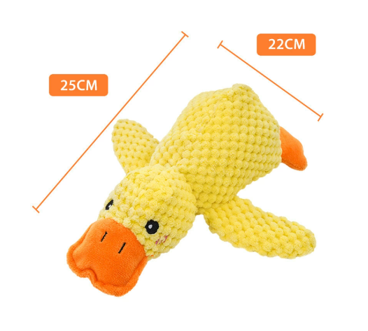 Calming Plush Duck Toy for Dogs & Cats – Squeaky, Teeth-Cleaning, S/M/L Sizes