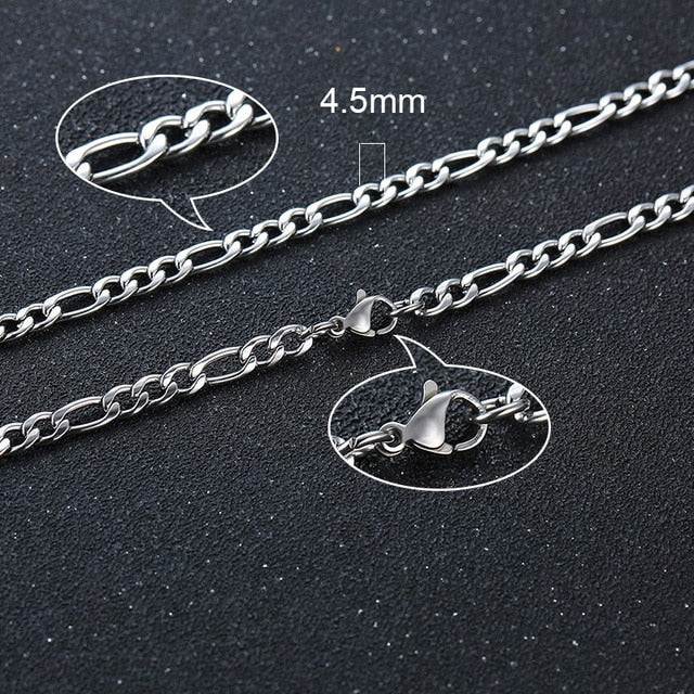 Twisted Rope Figaro Chain Necklace for Men – Premium Stainless Steel, Cuban Style