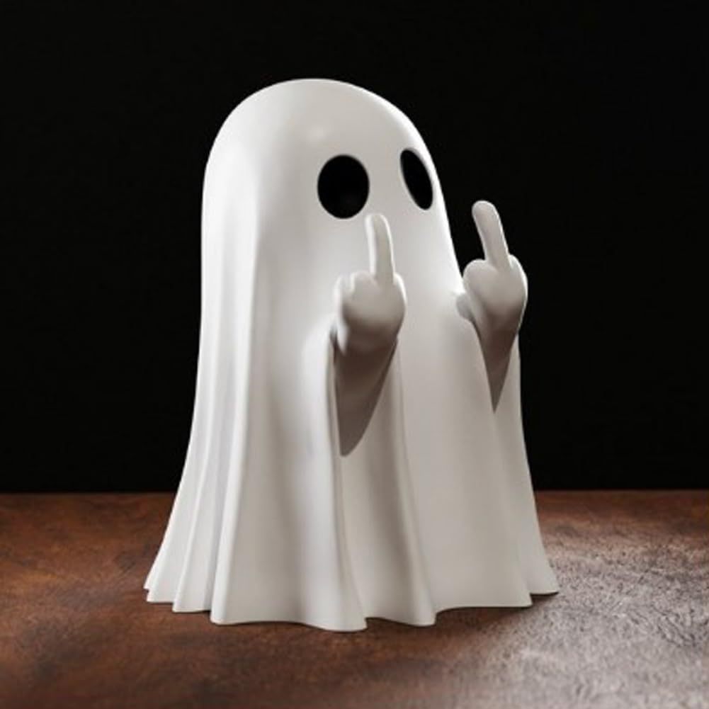 Halloween Ghost Resin Statue Ornament – Quirky Desk & Shelf Decor, 8.5cm