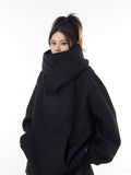 Fleece-Lined High Collar Hoodie – Loose Fit, Polyester, Sizes M–3XL, Multiple Colors