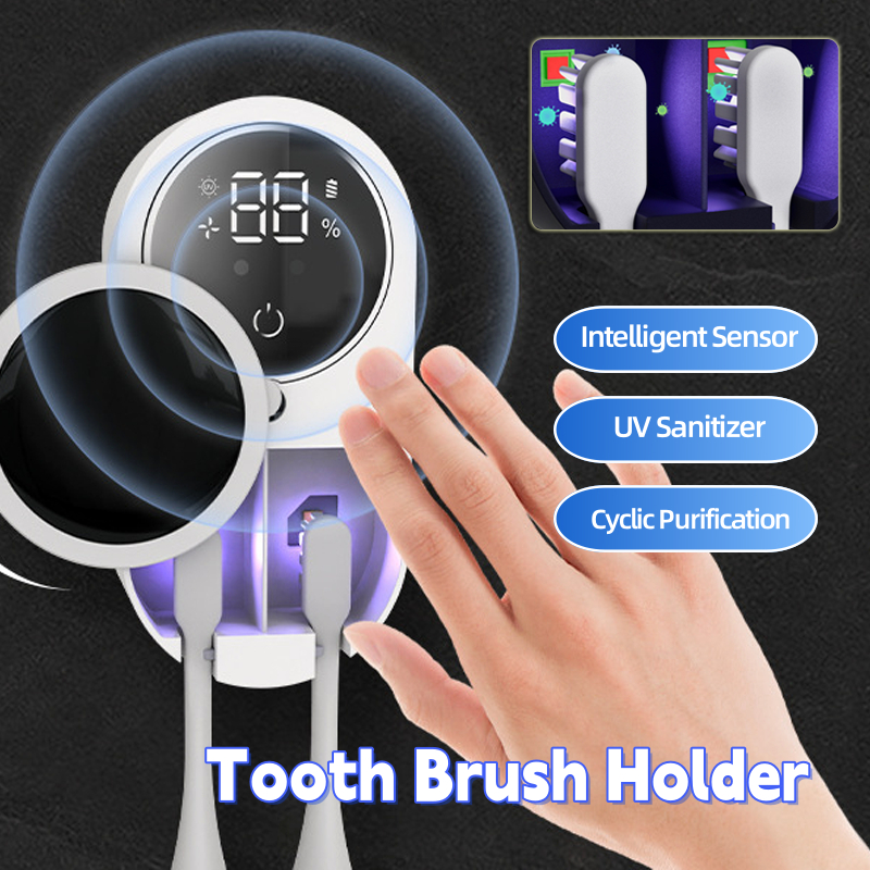 UV Toothbrush Sanitizer & Organizer – Kills 99.9% of Bacteria, Multi-Brush Holder with Toothpaste Slot