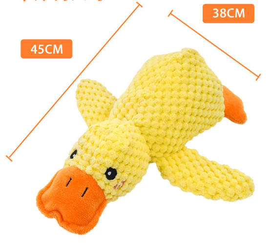 Calming Plush Duck Toy for Dogs & Cats – Squeaky, Teeth-Cleaning, S/M/L Sizes