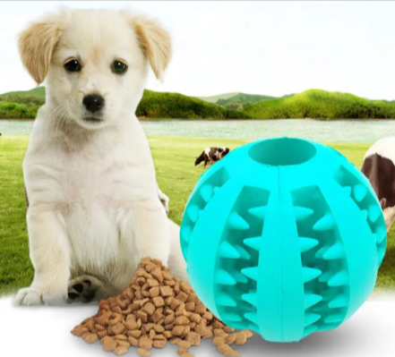 Interactive Slow Feeder Dog Ball – Food-Grade Rubber, Treat Dispensing, Dental Health, 3 Colors