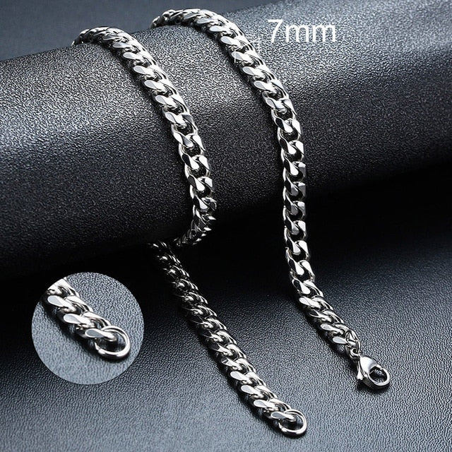 Twisted Rope Figaro Chain Necklace for Men – Premium Stainless Steel, Cuban Style