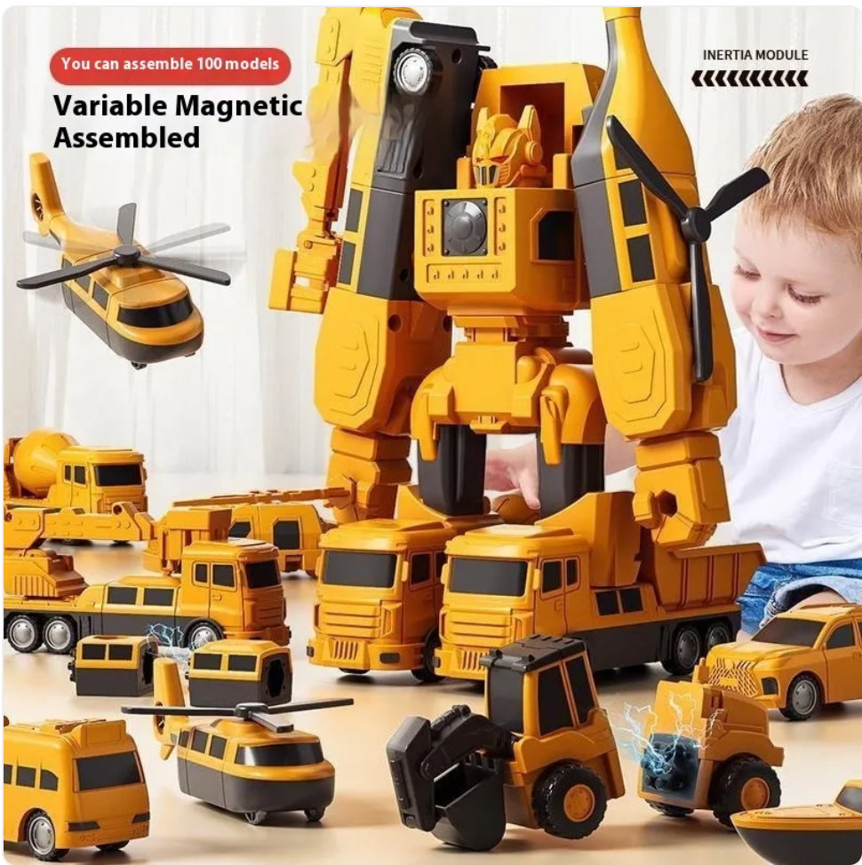 Magnetic Building Blocks Set for Kids – 35-Piece Engineering or Military Series, Ages 4–6
