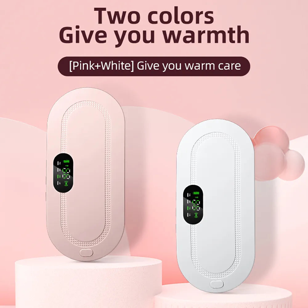 Electric Heating Pad & Massager for Menstrual Pain Relief – Adjustable Heat, Wearable, White & Pink