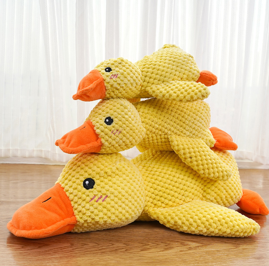 Calming Plush Duck Toy for Dogs & Cats – Squeaky, Teeth-Cleaning, S/M/L Sizes
