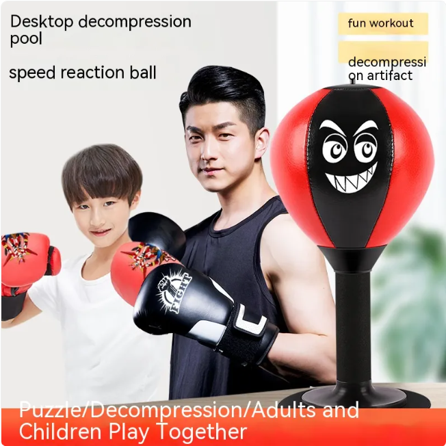 Desktop Punch Speed Ball – PU Material, Stress Relief & Fitness, Black & Red