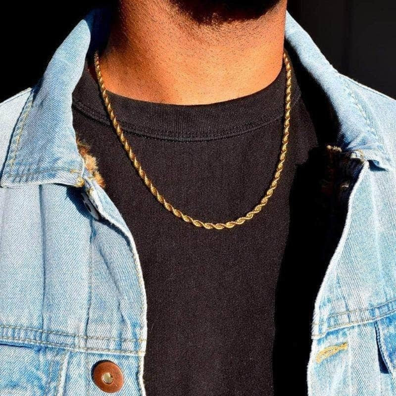 Twisted Rope Figaro Chain Necklace for Men – Premium Stainless Steel, Cuban Style