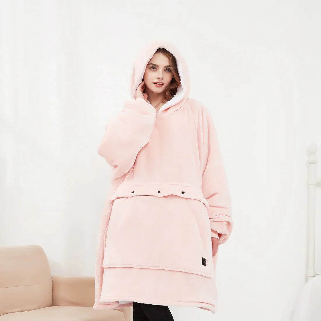 Heated Hoodie Blanket – Wearable Electric Blanket with Pockets, Adjustable Heat, Indoor & Outdoor