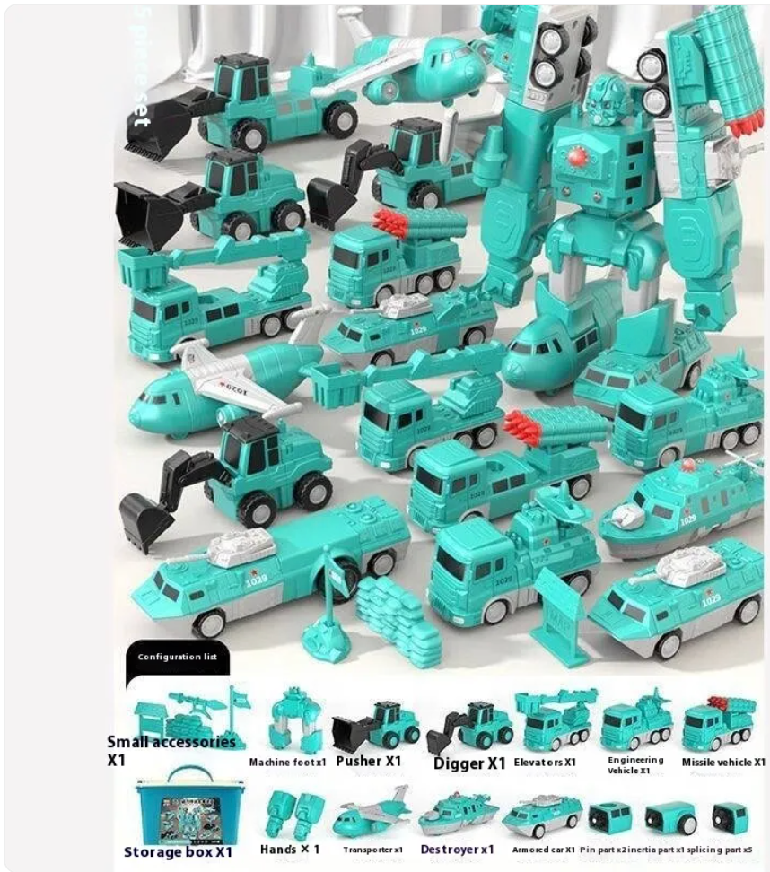 Magnetic Building Blocks Set for Kids – 35-Piece Engineering or Military Series, Ages 4–6