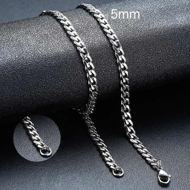 Twisted Rope Figaro Chain Necklace for Men – Premium Stainless Steel, Cuban Style