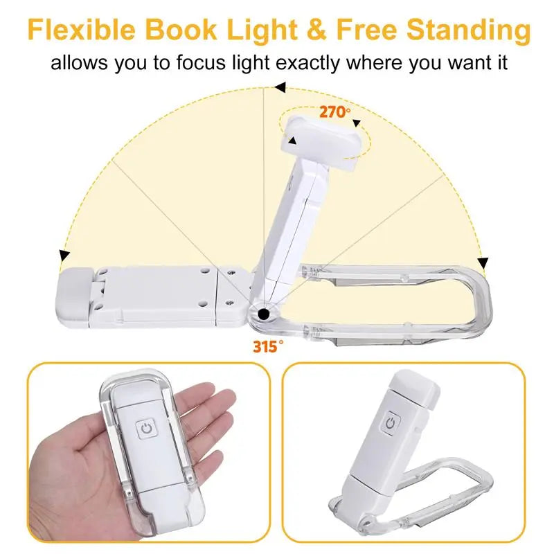 LED Clip-On Book Light – USB Rechargeable, Eye Protection, 9 Brightness Modes, 4 Colors