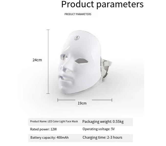 LED Light Therapy Face Mask for Skin Rejuvenation – 12W, USB Powered, Anti-Aging & Acne Treatment