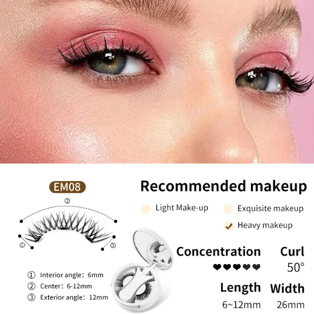 Magnetic Eyelashes Set – Glue-Free, Reusable, Natural Look, 7 Styles with Applicator