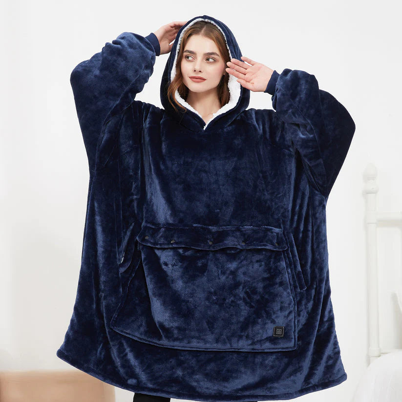 Heated Hoodie Blanket – Wearable Electric Blanket with Pockets, Adjustable Heat, Indoor & Outdoor
