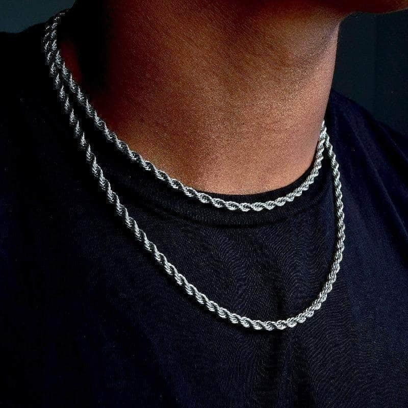 Twisted Rope Figaro Chain Necklace for Men – Premium Stainless Steel, Cuban Style