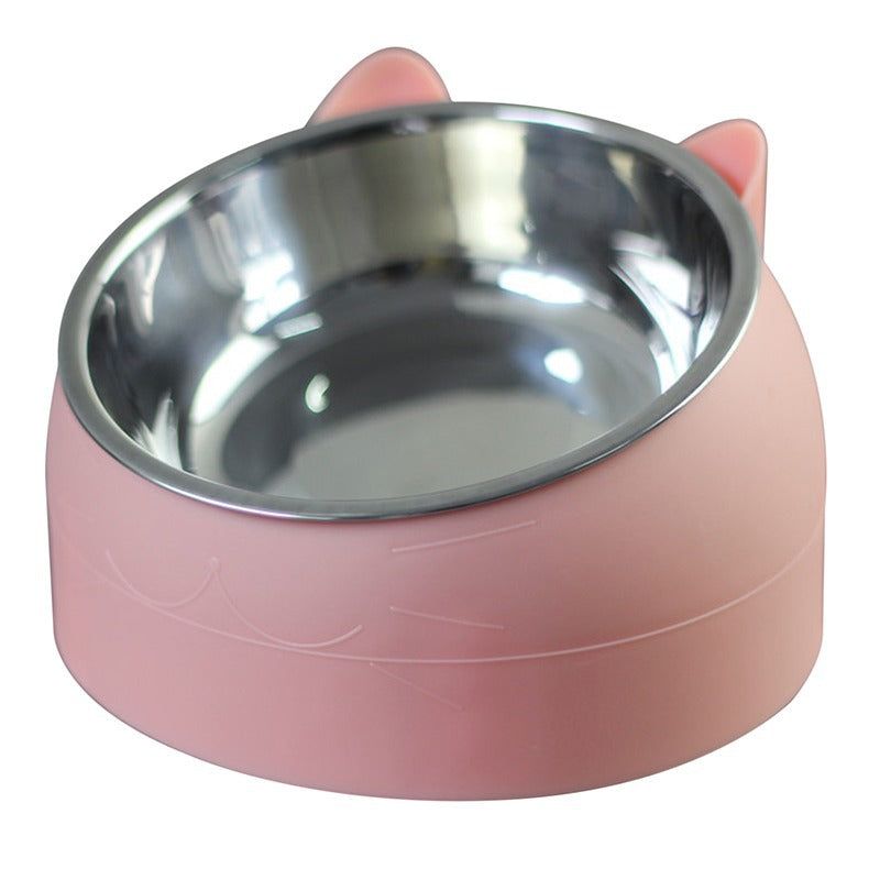 Elevated Stainless Steel Cat Bowl – 400ml, Anti-Neck Strain, PP & Steel, Assorted Colors