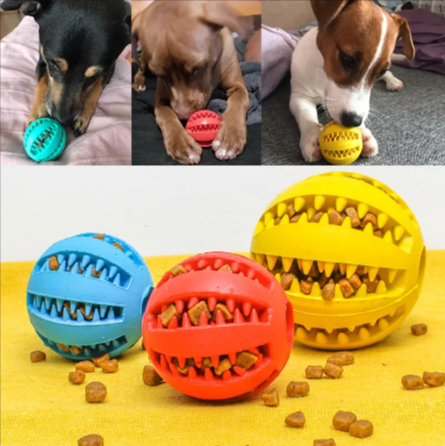 Interactive Slow Feeder Dog Ball – Food-Grade Rubber, Treat Dispensing, Dental Health, 3 Colors
