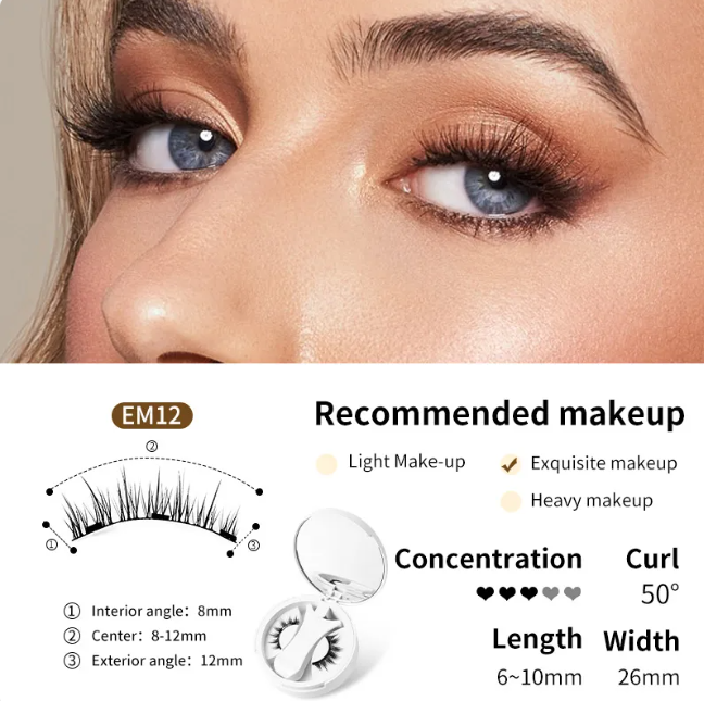Magnetic Eyelashes Set – Glue-Free, Reusable, Natural Look, 7 Styles with Applicator