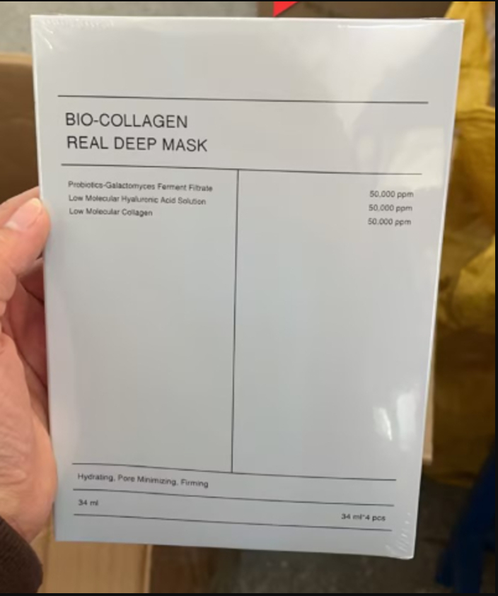 Bio-Collagen Deep Hydrating Face Mask – Anti-Aging, Firming, 4-Pack (28ml Each)