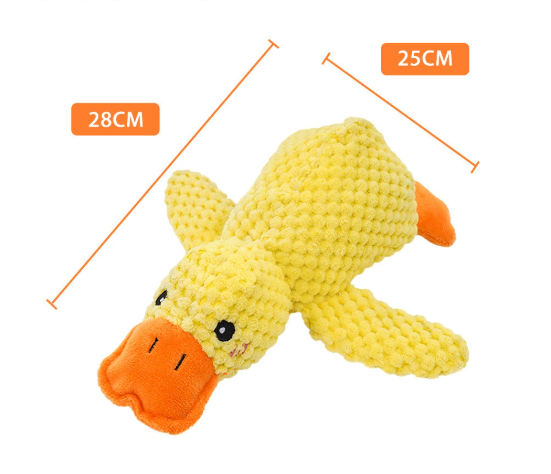 Calming Plush Duck Toy for Dogs & Cats – Squeaky, Teeth-Cleaning, S/M/L Sizes