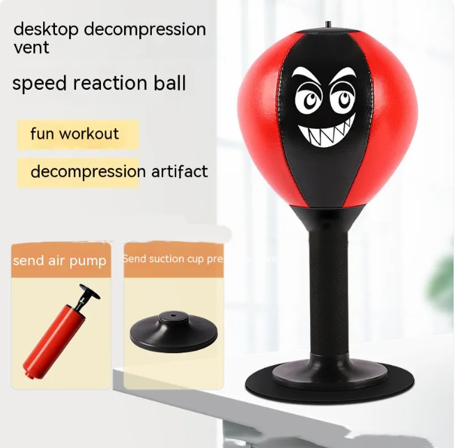 Desktop Punch Speed Ball – PU Material, Stress Relief & Fitness, Black & Red