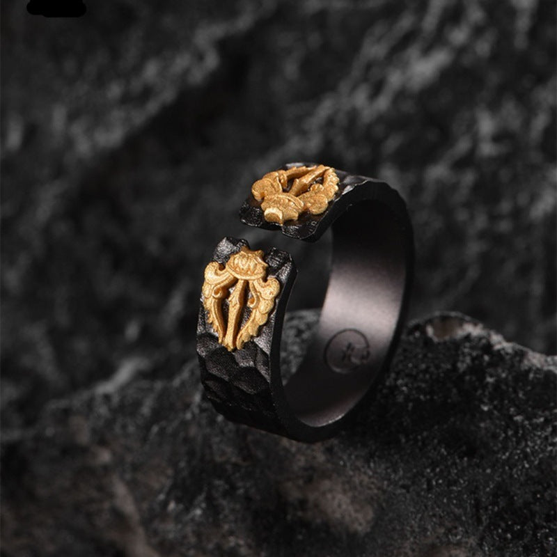 Women's Retro Adjustable Ring – Geometric Alloy, Electroplated, One Size Fits All
